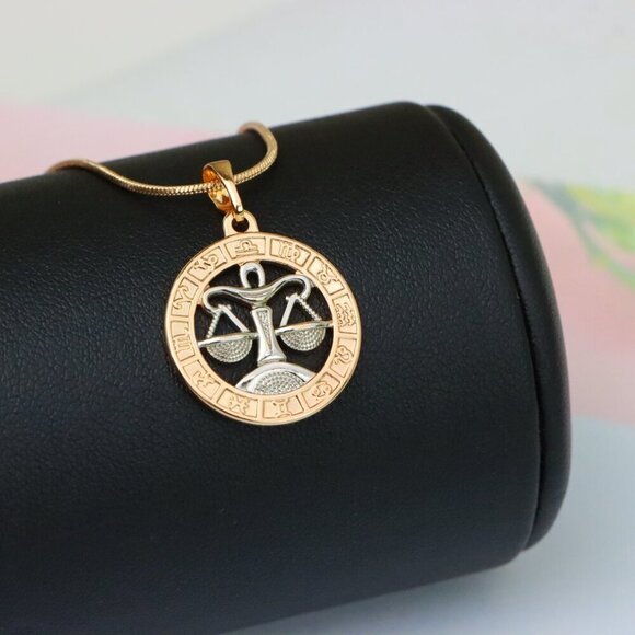 "Rose Gold Libra Zodiac Pendant with Delicate Scales Symbol Design, XPPT1451 - Picture 5 of 13